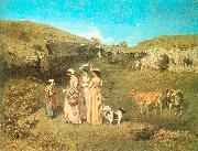 Courbet, Gustave The Young Ladies of the Village oil painting reproduction